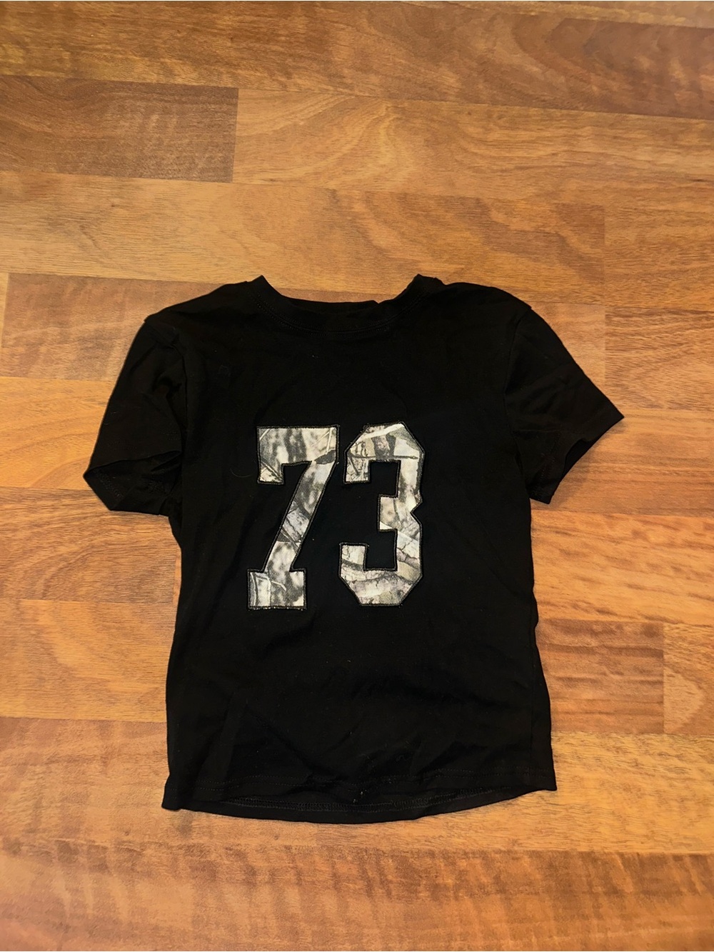 Edikted Black Short Sleeve Tee with Marble '73' Numbers